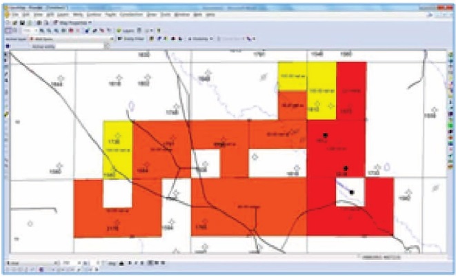 Display Tracts, Mineral Owners and Leases by using different visualization parameters. 